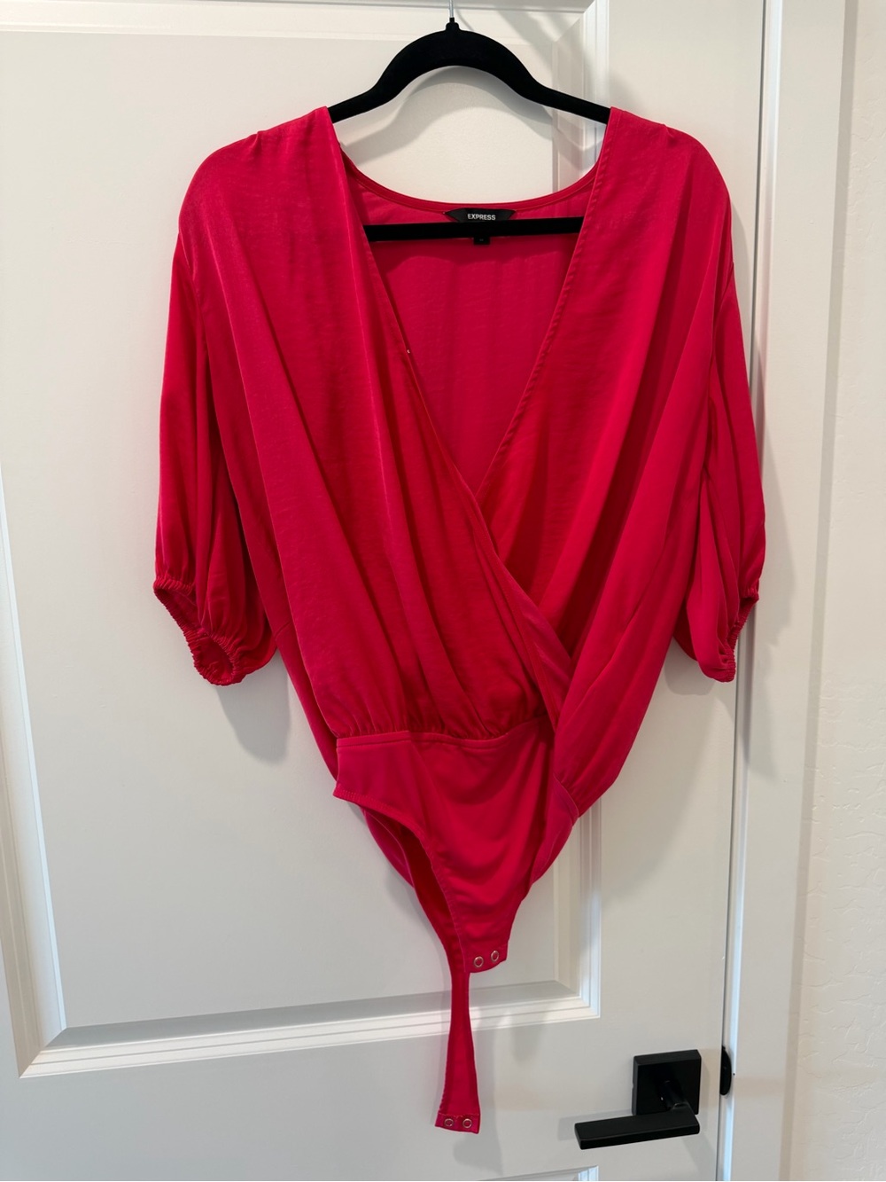 Express Hot Pink Surplice Bodysuit